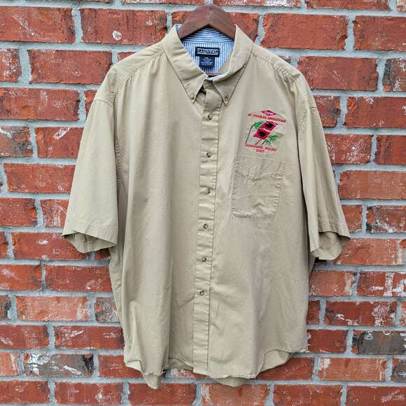 La Loving Button Down Shirt Mens XXL Khaki Dow Hurricane Squad 2001 Workwear